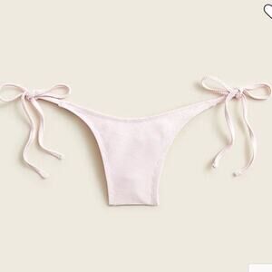 J. Crew Light Pink Ribbed Curved Waist Cheeky String Bikini Bottom Small NWT